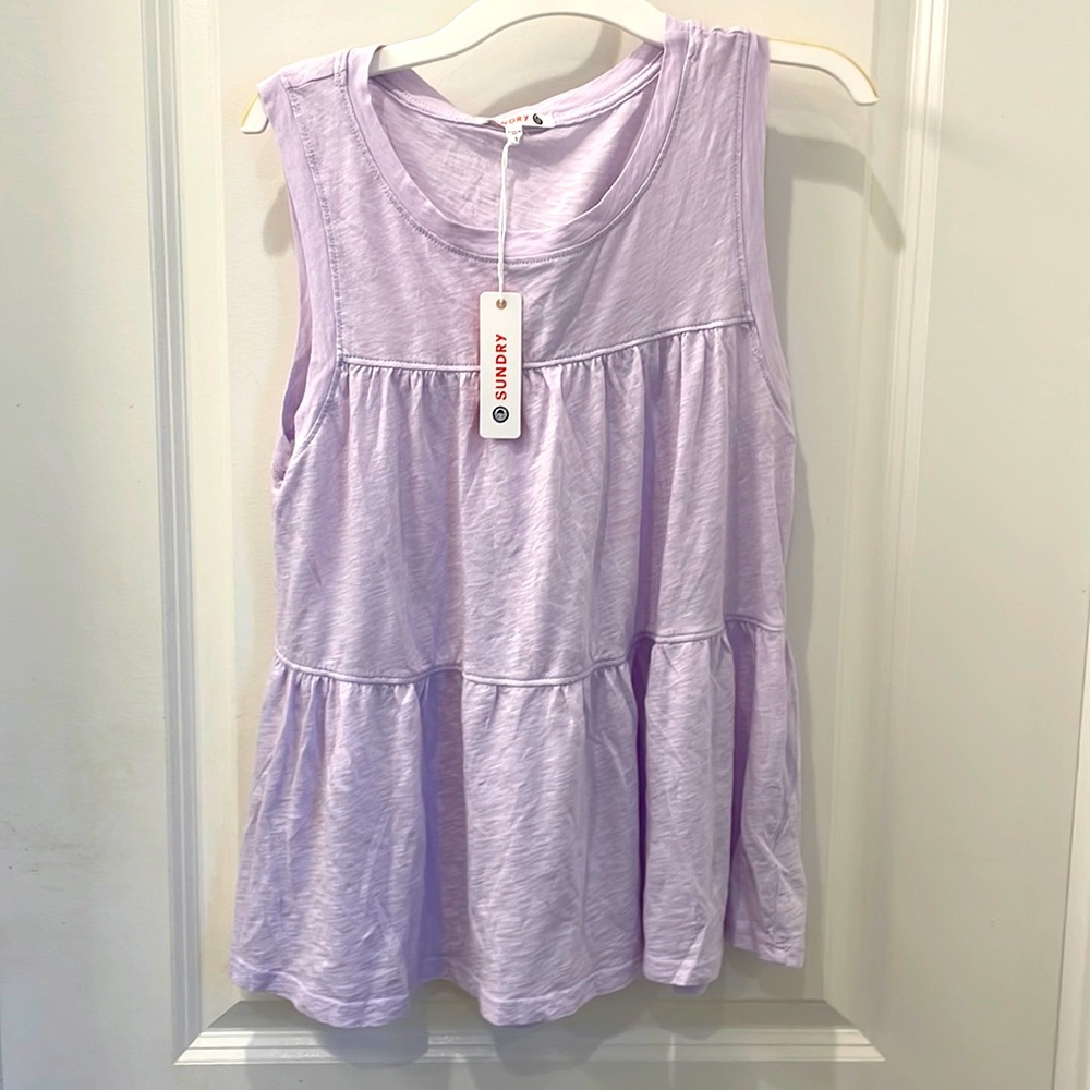 NWT Sundry super soft and light tiered lavender tank - small (1)